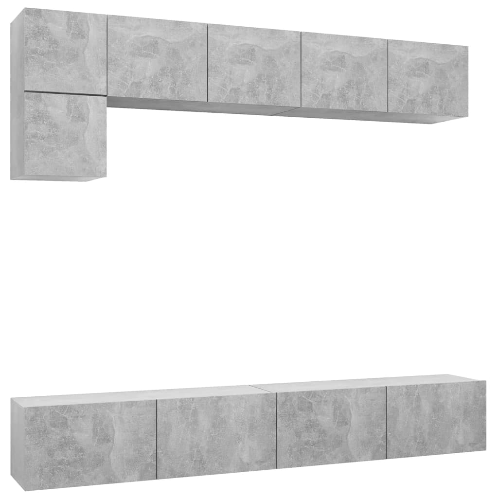 vidaXL Set de dulapuri TV, 5 piese, gri beton, lemn prelucrat vidaXL Set de dulapuri TV, 5 piese, gri beton, lemn prelucrat