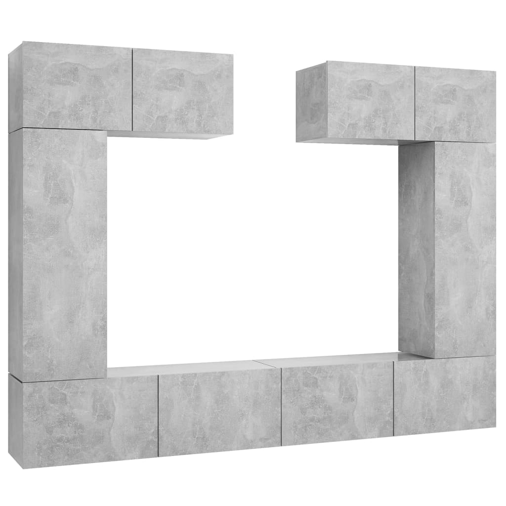 vidaXL Set de dulapuri TV, 6 piese, gri beton, lemn prelucrat vidaXL Set de dulapuri TV, 6 piese, gri beton, lemn prelucrat