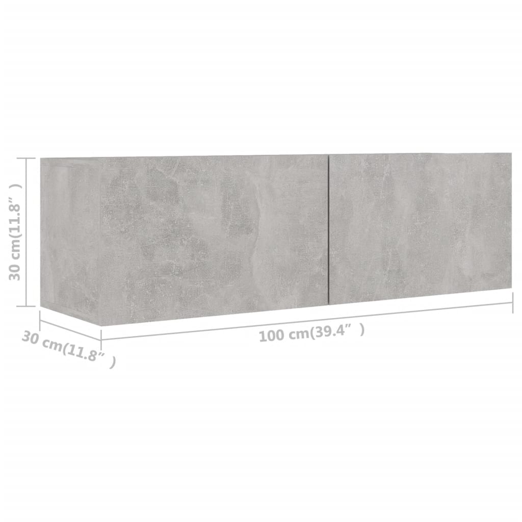vidaXL Set de dulapuri TV, 2 piese, gri beton, lemn prelucrat