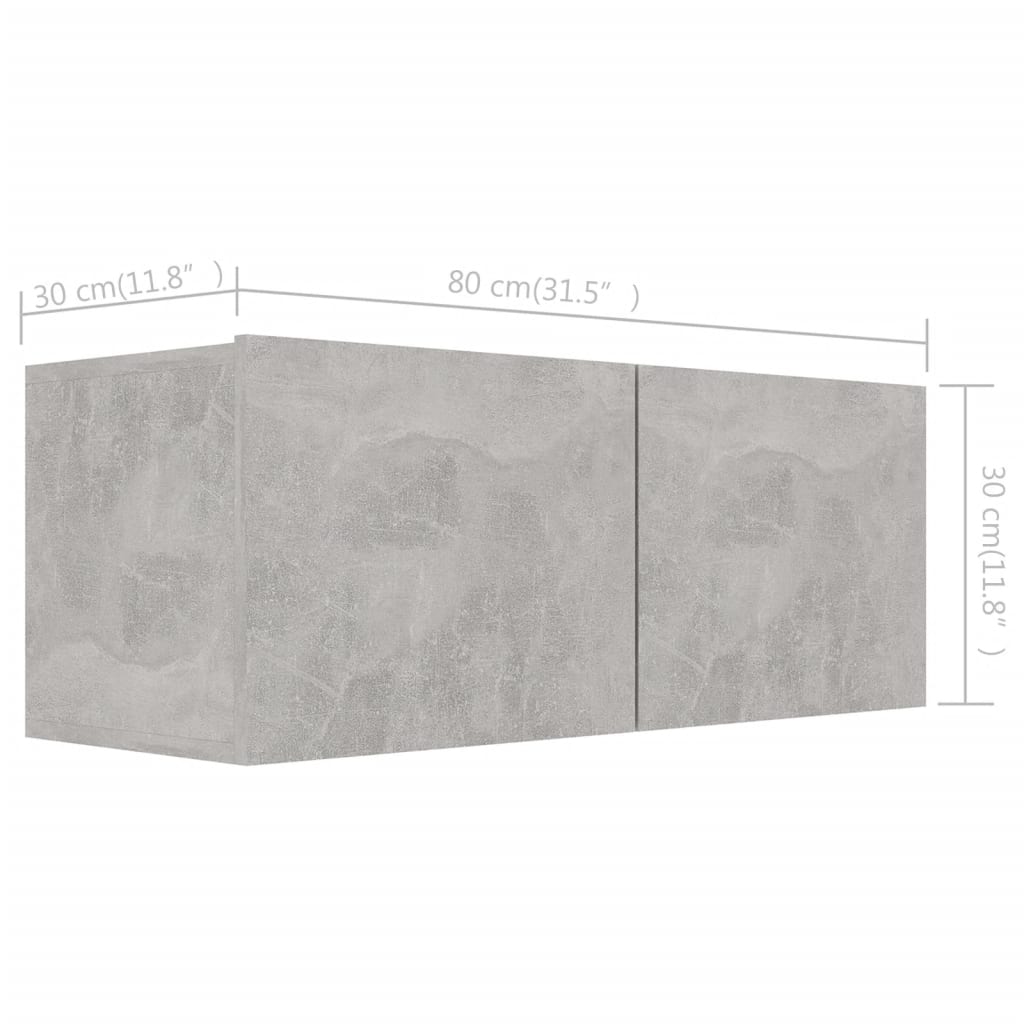 vidaXL Set de dulapuri TV, 4 piese, gri beton, lemn prelucrat vidaXL Set de dulapuri TV, 4 piese, gri beton, lemn prelucrat