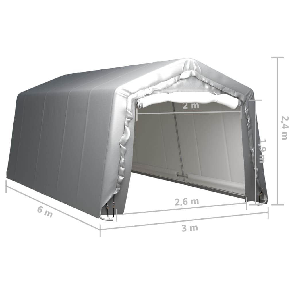 vidaXL Cort de depozitare, gri, 300x600 cm, oțel vidaXL Cort de depozitare, gri, 300x600 cm, oțel