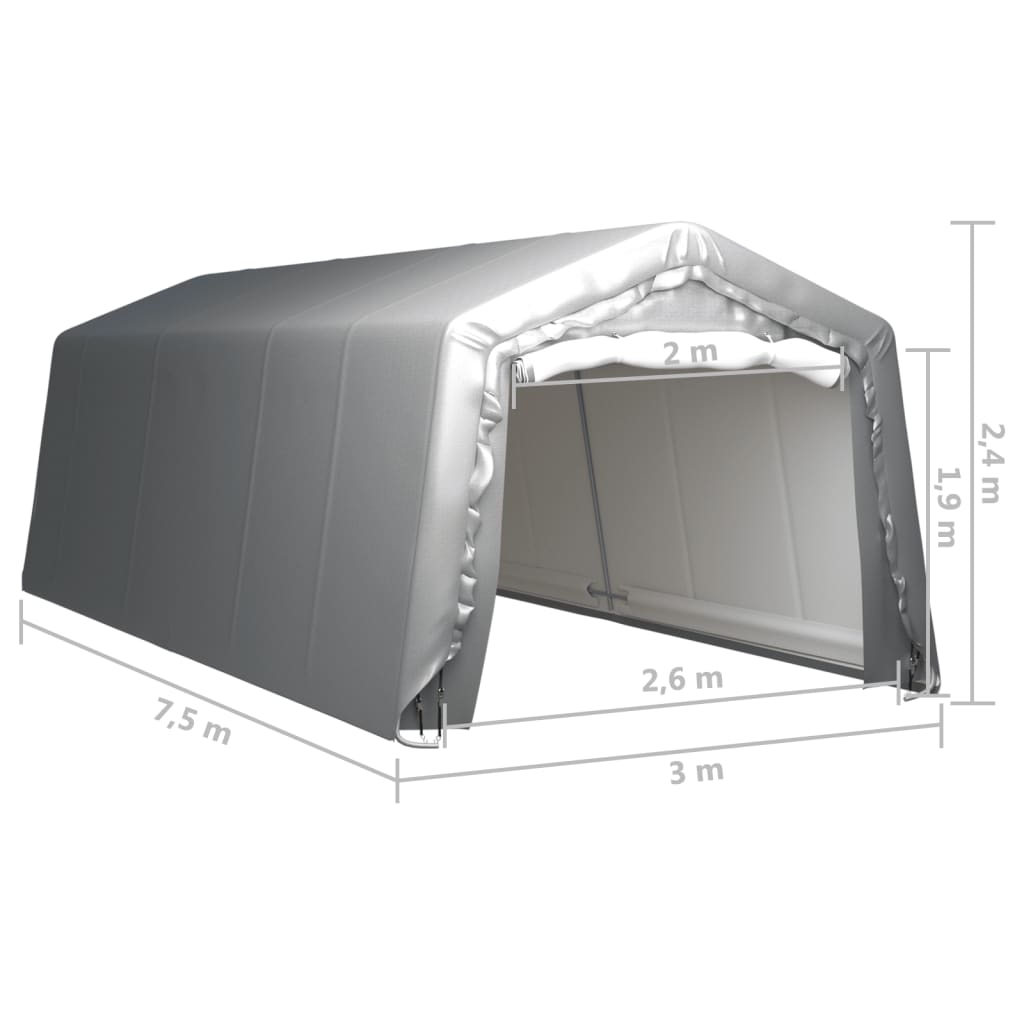 vidaXL Cort de depozitare, gri, 300x750 cm, oțel vidaXL Cort de depozitare, gri, 300x750 cm, oțel
