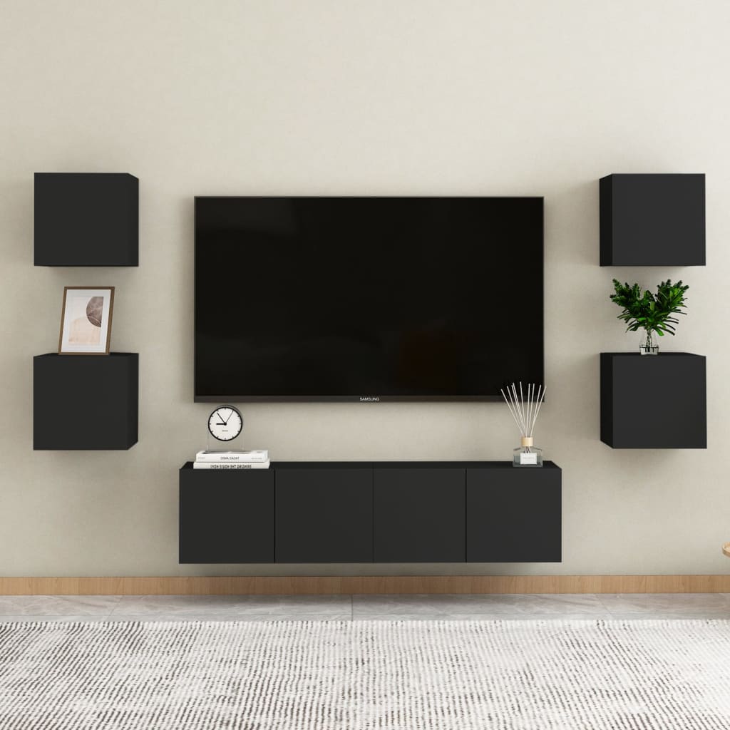 vidaXL Noptiere, 2 buc., negru, 30,5x30x30 cm, lemn prelucrat vidaXL Noptiere, 2 buc., negru, 30,5x30x30 cm, lemn prelucrat
