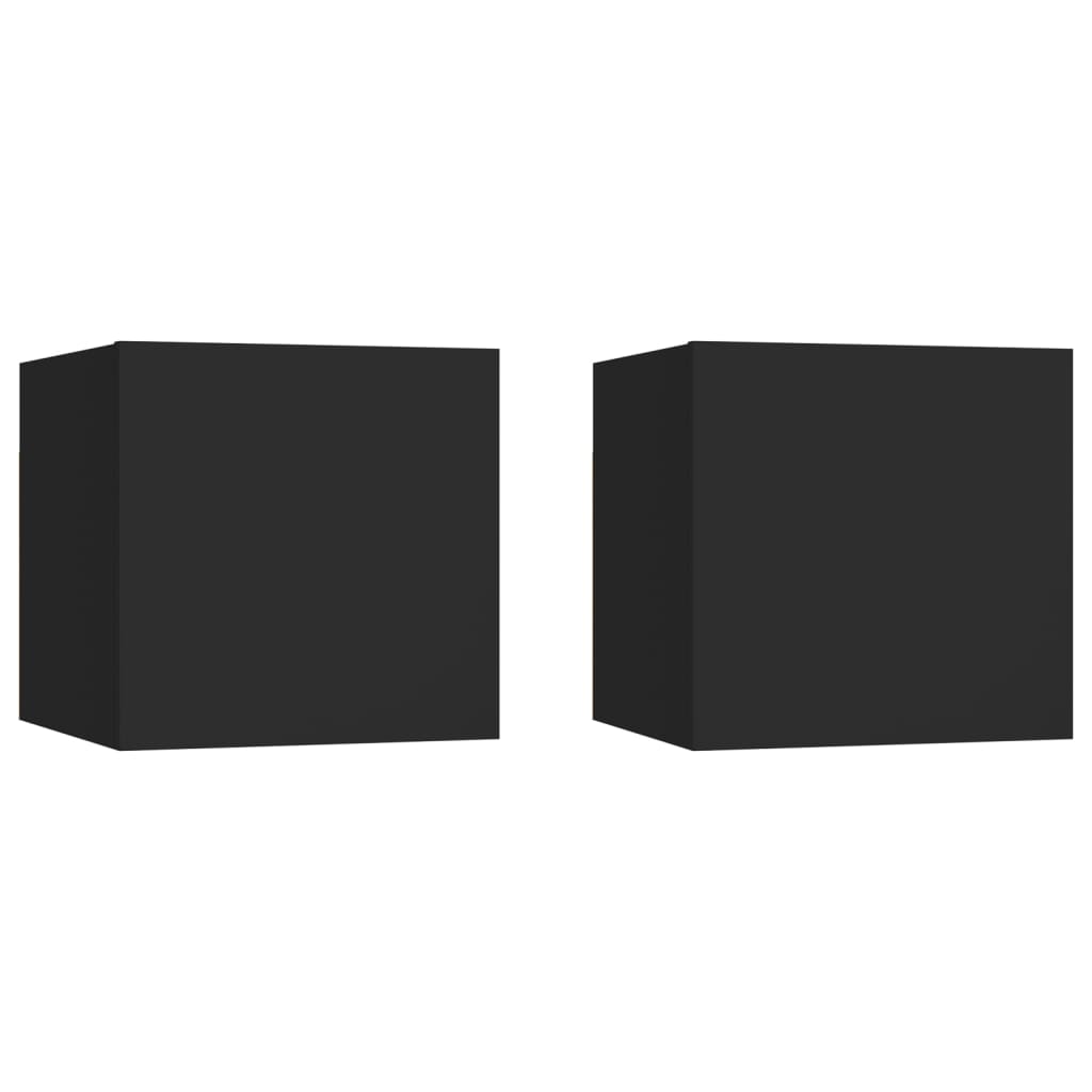 vidaXL Noptiere, 2 buc., negru, 30,5x30x30 cm, lemn prelucrat vidaXL Noptiere, 2 buc., negru, 30,5x30x30 cm, lemn prelucrat