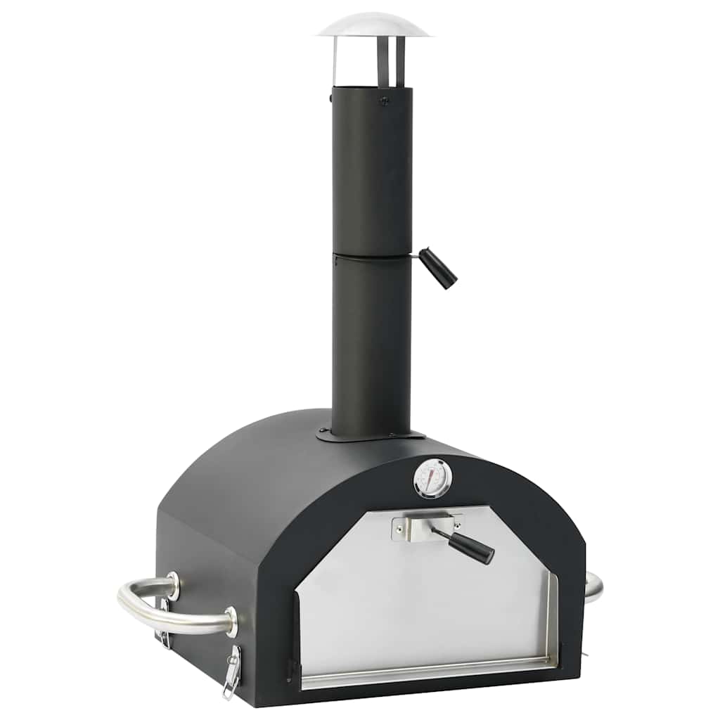 vidaXL Cuptor de pizza și grătar 3-în-1 de exterior, negru vidaXL Cuptor de pizza și grătar 3-în-1 de exterior, negru