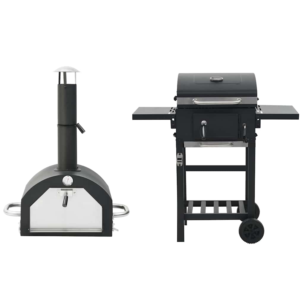 vidaXL Cuptor de pizza și grătar 3-în-1 de exterior, negru vidaXL Cuptor de pizza și grătar 3-în-1 de exterior, negru