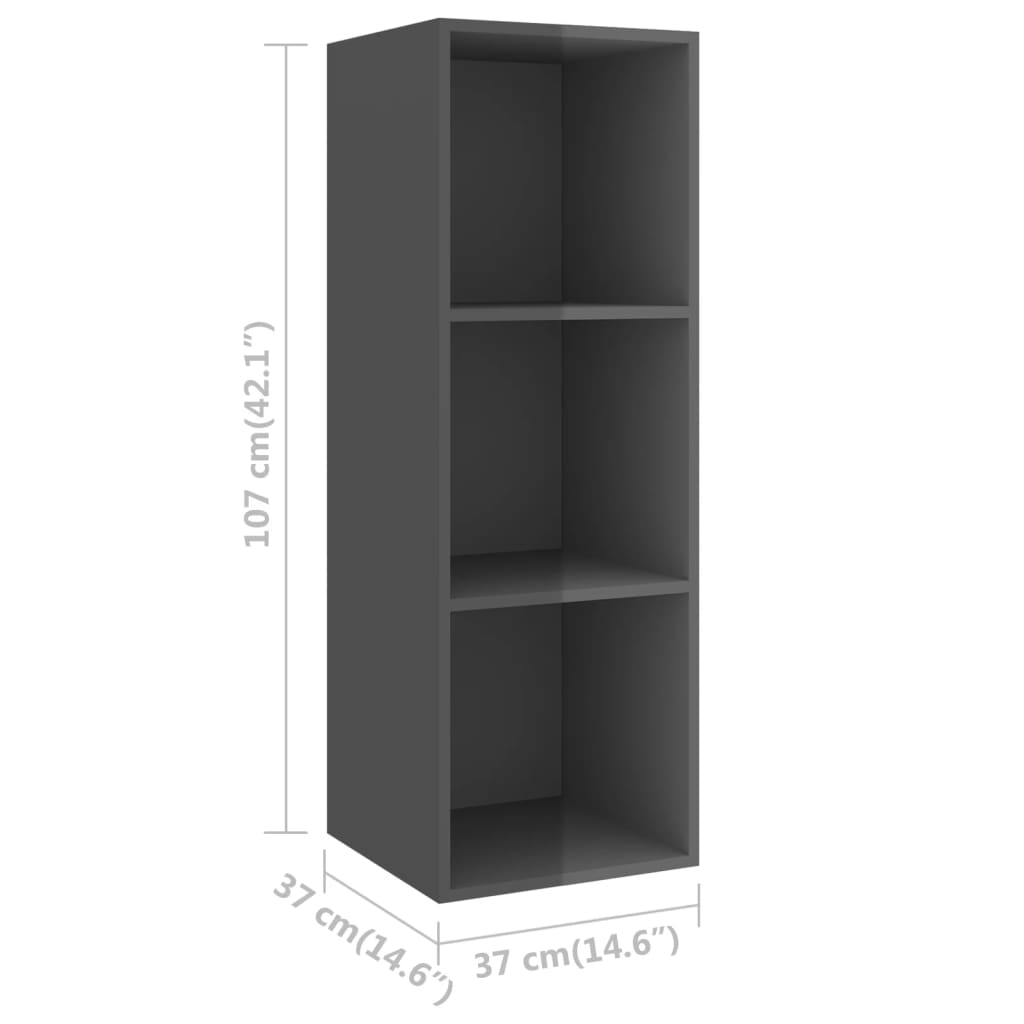 vidaXL Set dulap TV, 3 piese, gri extralucios, lemn prelucrat vidaXL Set dulap TV, 3 piese, gri extralucios, lemn prelucrat