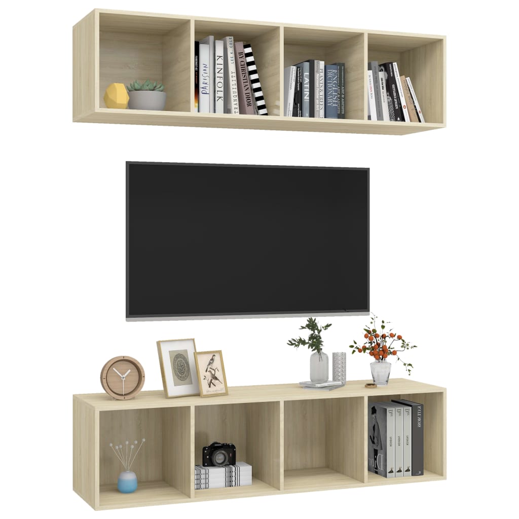 vidaXL Dulapuri TV montate perete 2 buc, stejar sonoma, lemn prelucrat vidaXL Dulapuri TV montate perete 2 buc, stejar sonoma, lemn prelucrat