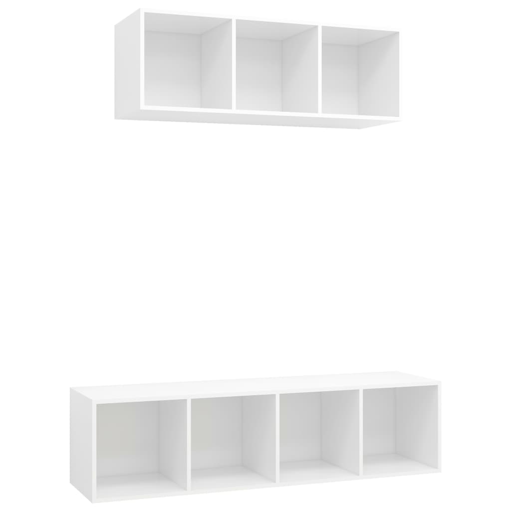 vidaXL Set de dulapuri TV, 2 piese, alb, lemn prelucrat