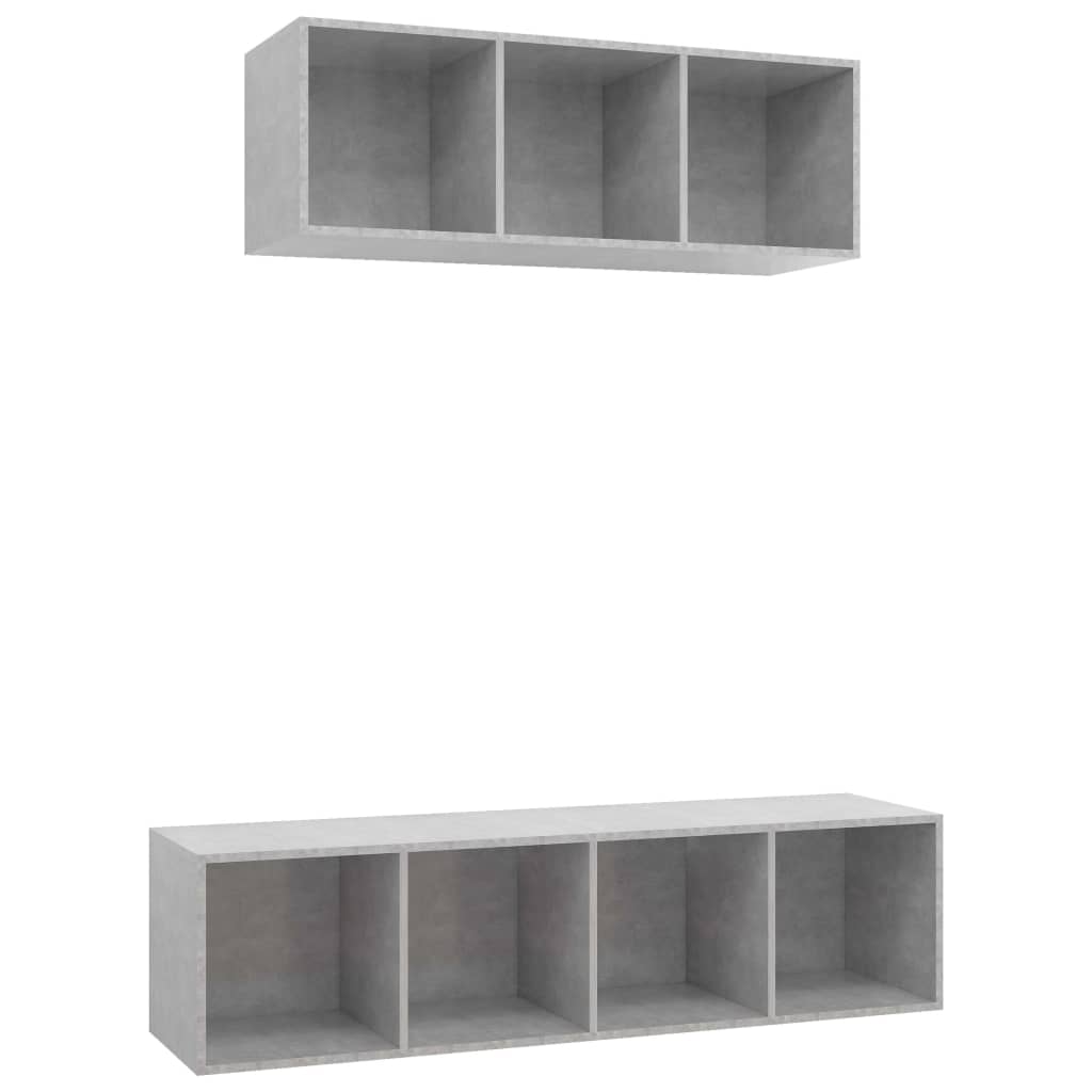 vidaXL Set de dulapuri TV, 2 piese, gri beton, lemn prelucrat