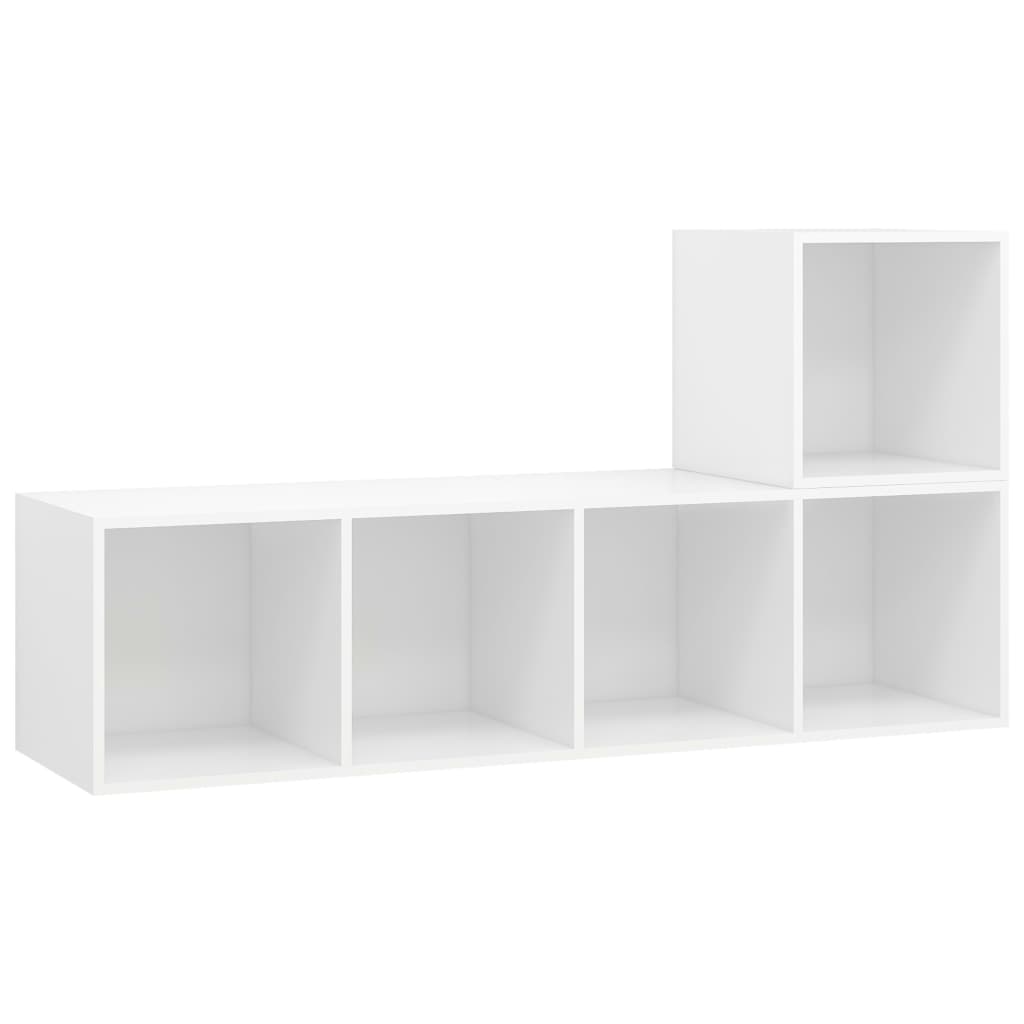 vidaXL Set de dulapuri TV, 2 piese, alb, lemn prelucrat