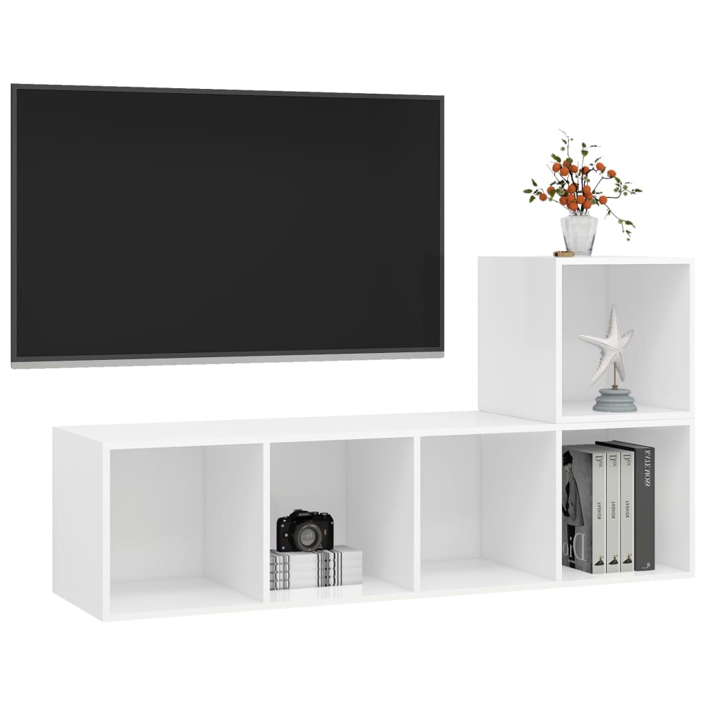 vidaXL Set de dulapuri TV, 2 piese, alb, lemn prelucrat