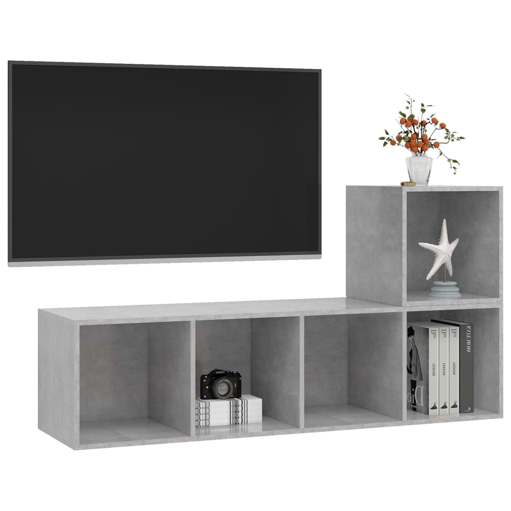vidaXL Set de dulapuri TV, 2 piese, gri beton, lemn prelucrat