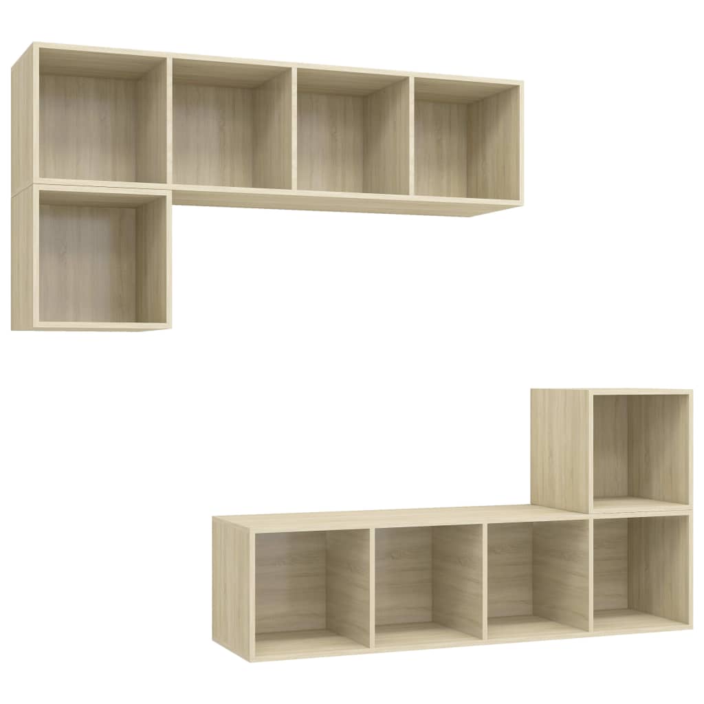vidaXL Set de dulapuri TV, 4 piese, stejar sonoma, lemn prelucrat vidaXL Set de dulapuri TV, 4 piese, stejar sonoma, lemn prelucrat