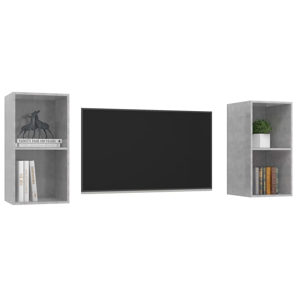 vidaXL Dulapuri TV suspendate, 2 buc, gri beton, lemn prelucrat