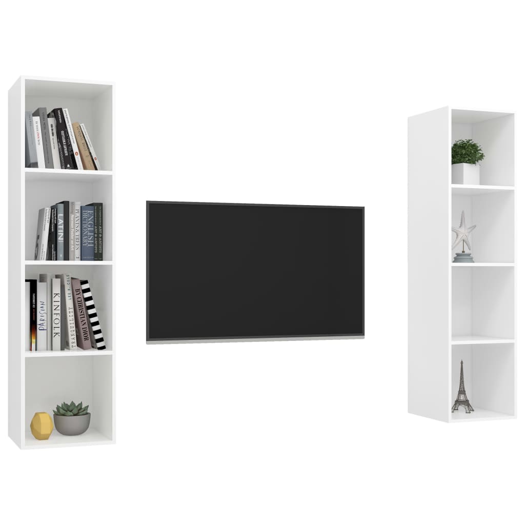 vidaXL Dulapuri TV suspendate, 2 buc. alb, lemn prelucrat