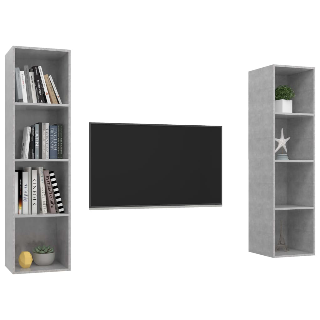 vidaXL Dulapuri TV suspendate, 2 buc, gri beton, lemn prelucrat