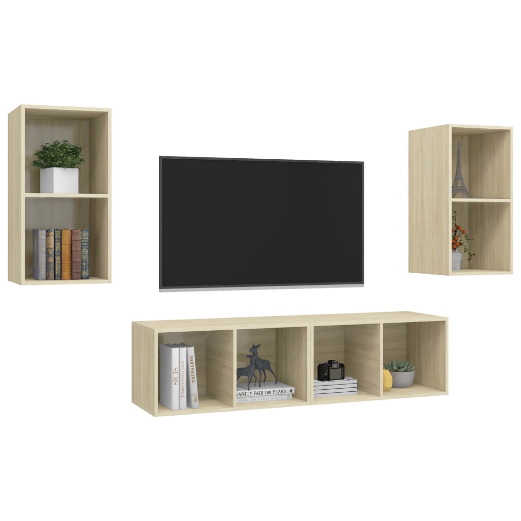 vidaXL Dulapuri TV suspendate, 4 buc, stejar sonoma, lemn prelucrat