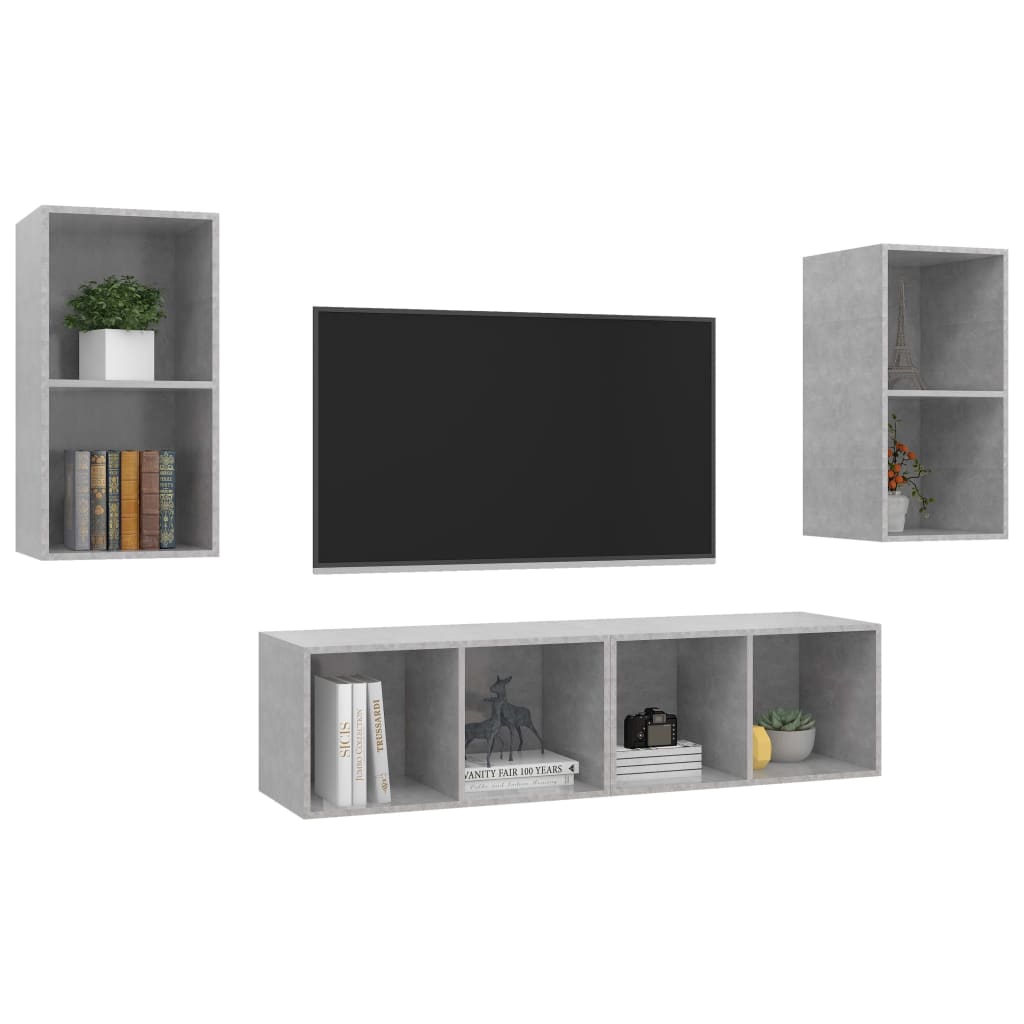 vidaXL Dulapuri TV suspendate, 4 buc, gri beton, lemn prelucrat