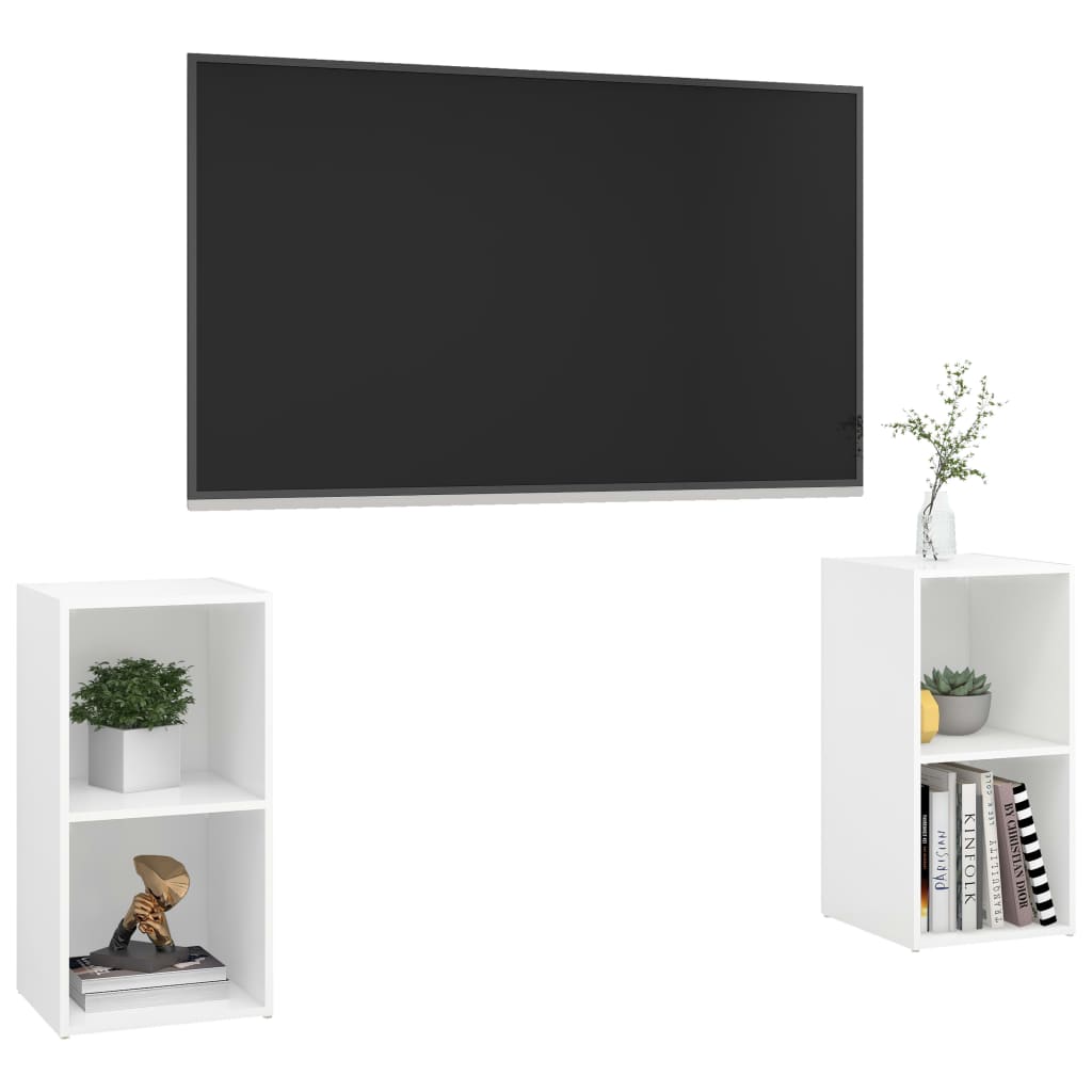 vidaXL Dulapuri TV, 2 buc., alb, 72x35x36,5 cm, lemn prelucrat