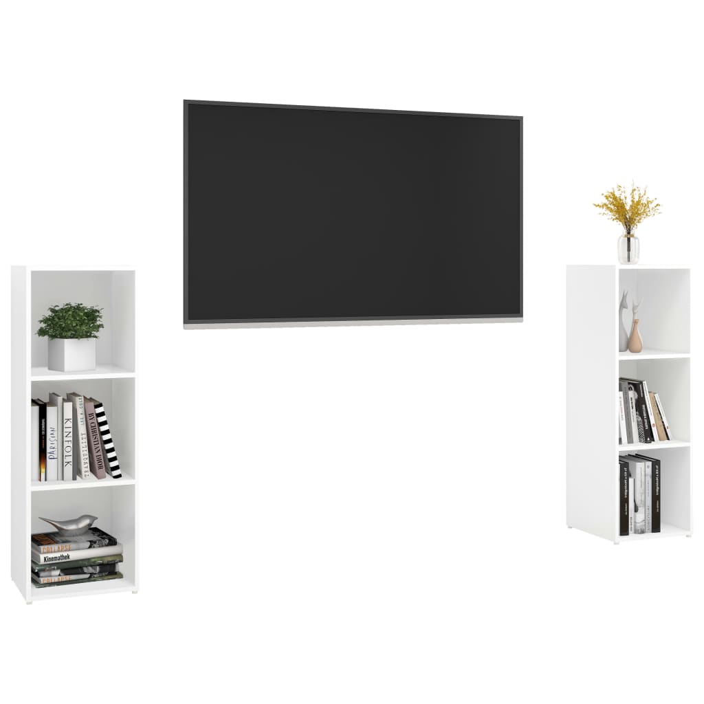 vidaXL Dulapuri TV, 2 buc., alb, 107x35x37 cm, lemn prelucrat