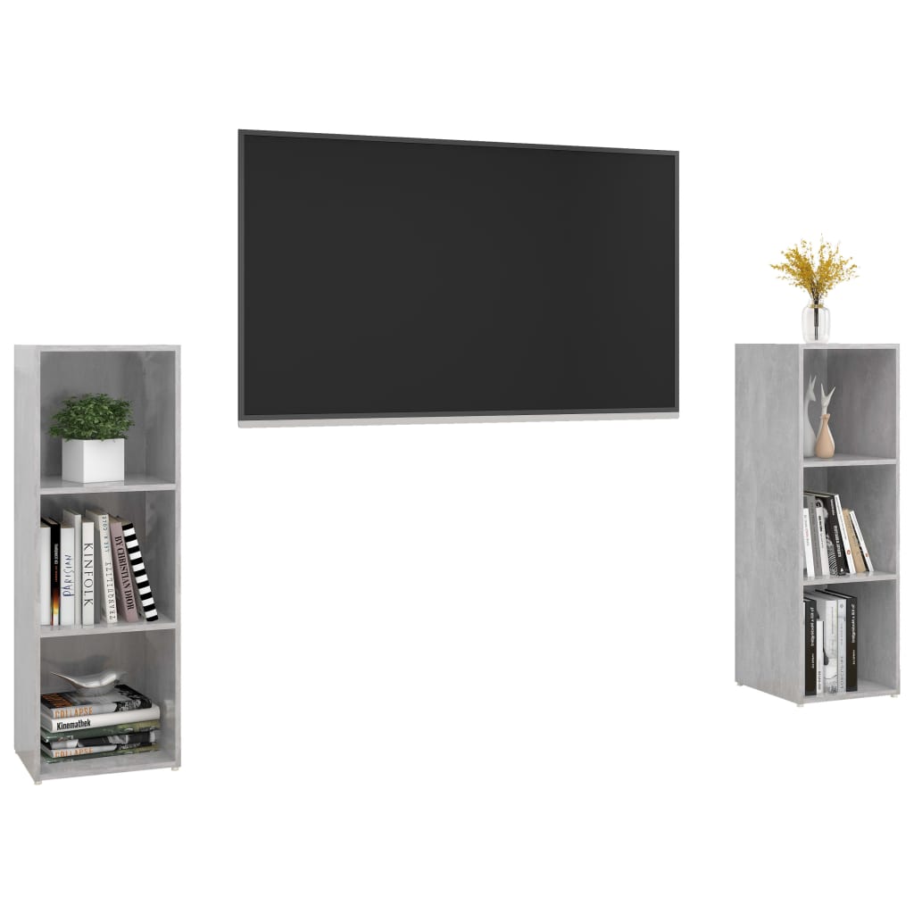 vidaXL Dulapuri TV, 2 buc., gri beton, 107x35x37 cm, lemn prelucrat