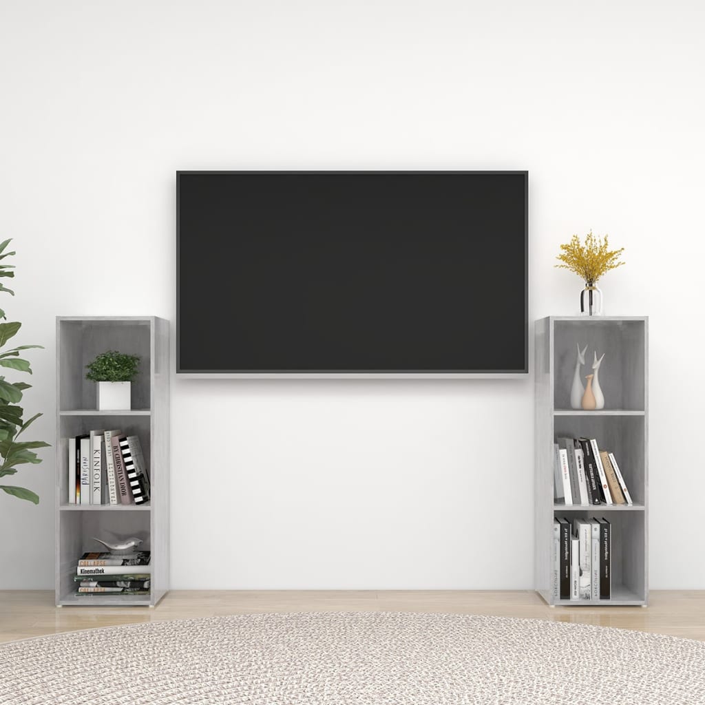 vidaXL Dulapuri TV, 2 buc., gri beton, 107x35x37 cm, lemn prelucrat