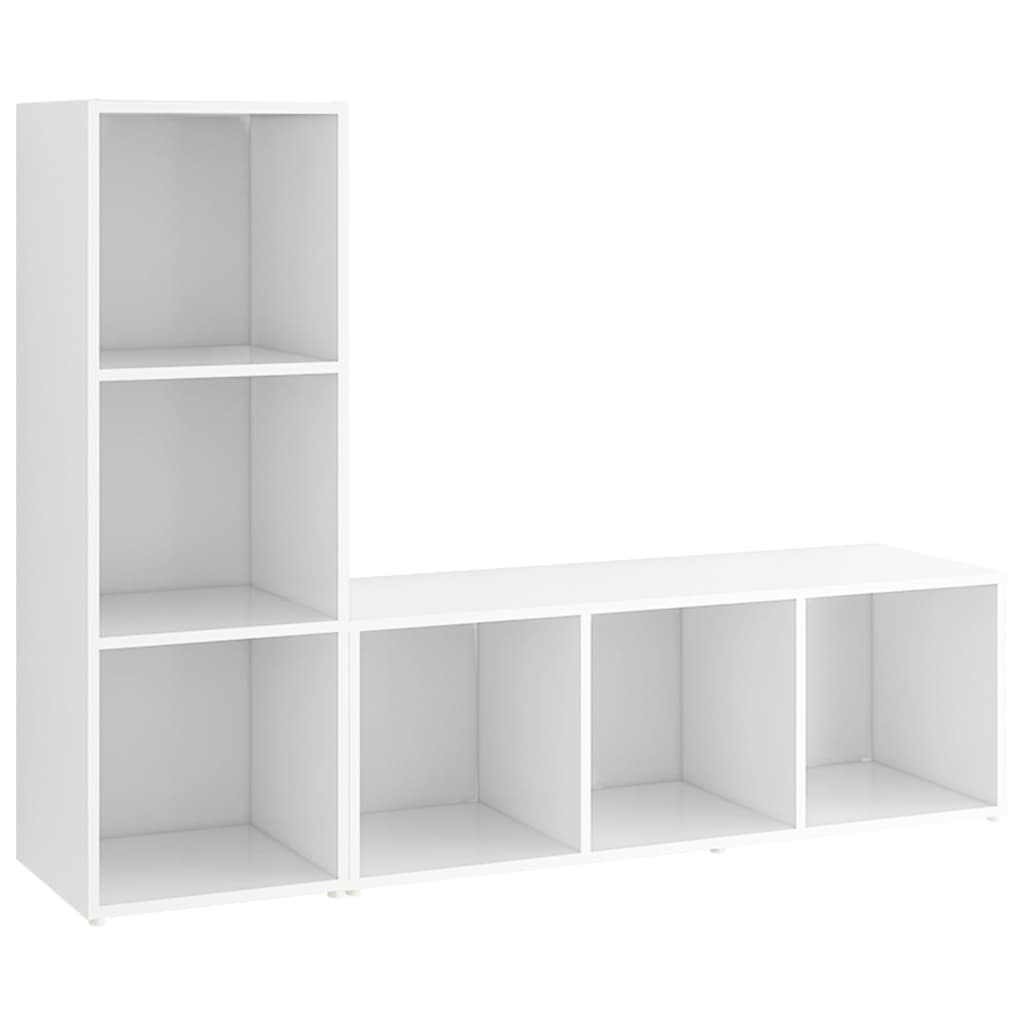 vidaXL Dulapuri TV, 2 buc., alb, 107x35x37 cm, lemn prelucrat