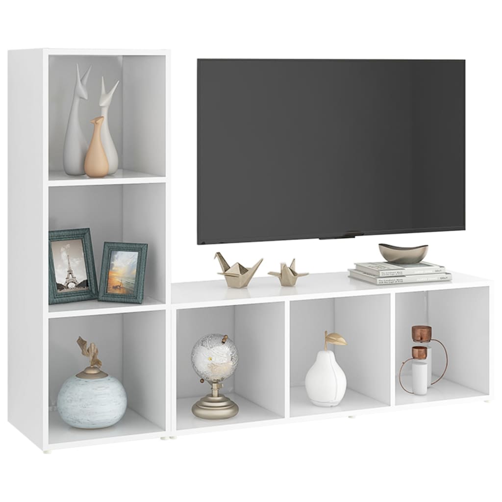 vidaXL Dulapuri TV, 2 buc., alb, 107x35x37 cm, lemn prelucrat