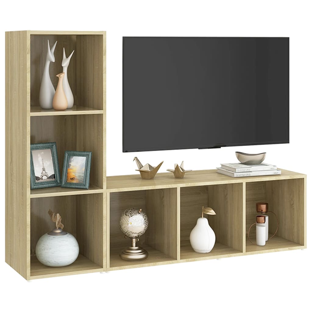 vidaXL Dulapuri TV, 2 buc stejar sonoma, 107x35x37 cm, lemn prelucrat