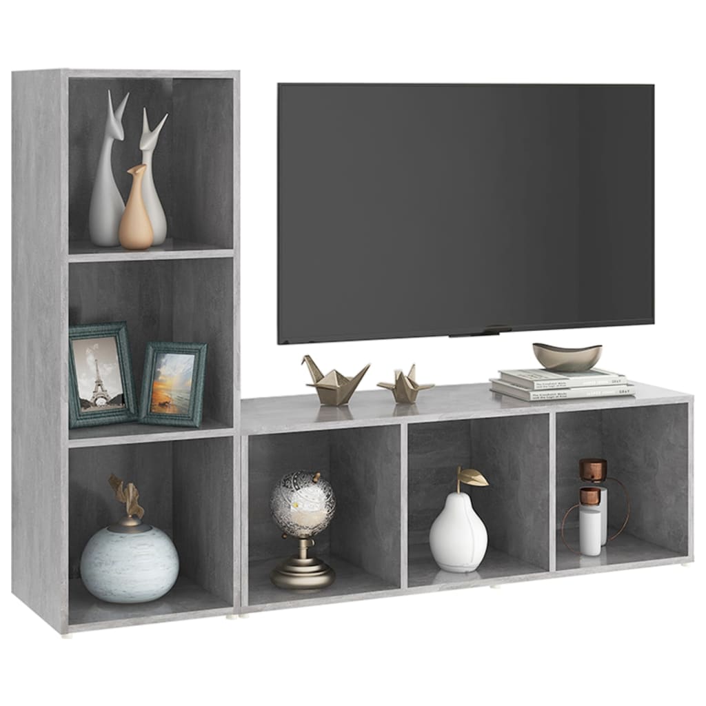 vidaXL Dulapuri TV, 2 buc gri beton, 107x35x37 cm, lemn prelucrat