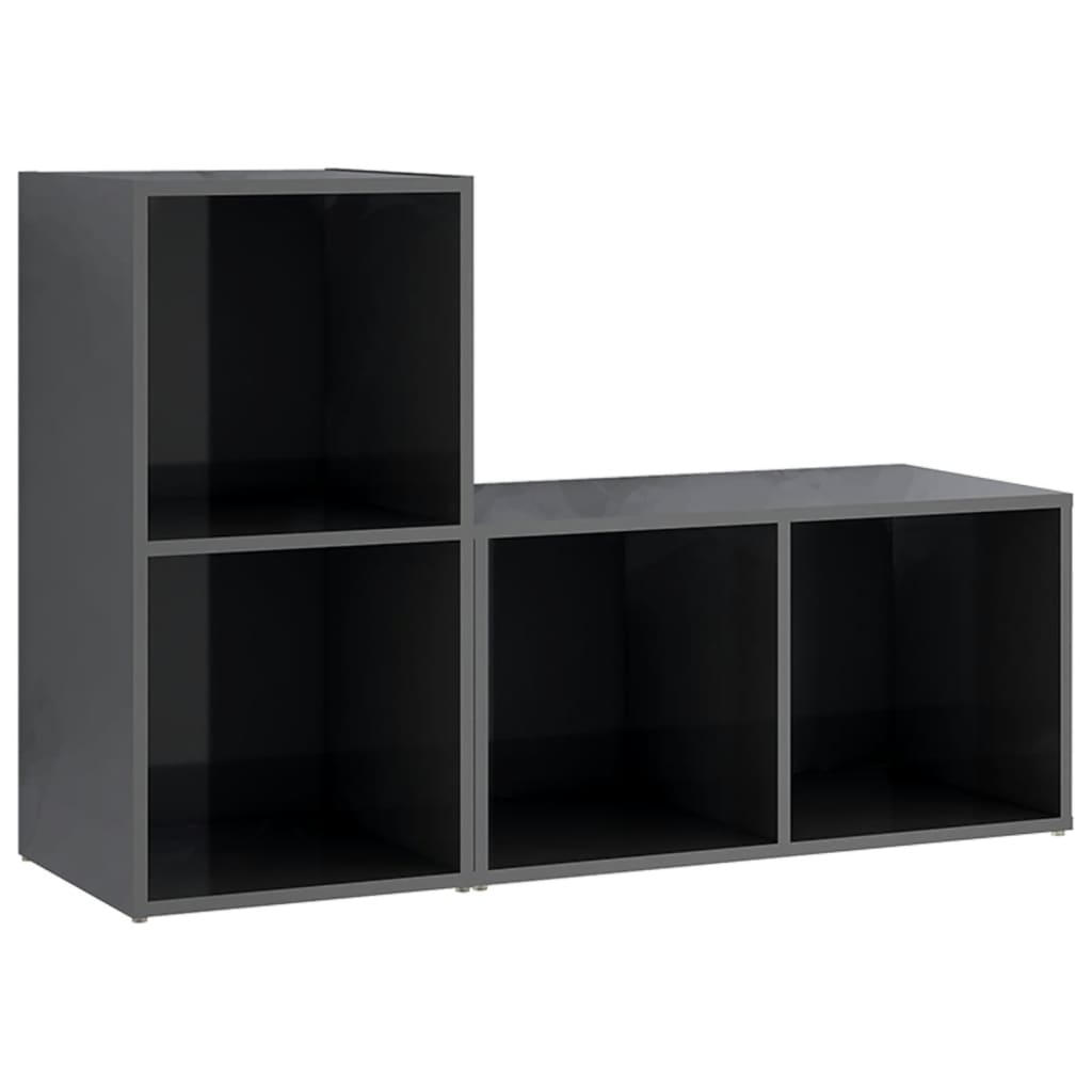 vidaXL Dulapuri TV 2 buc gri extralucios 72x35x36,5 cm lemn prelucrat vidaXL Dulapuri TV 2 buc gri extralucios 72x35x36,5 cm lemn prelucrat