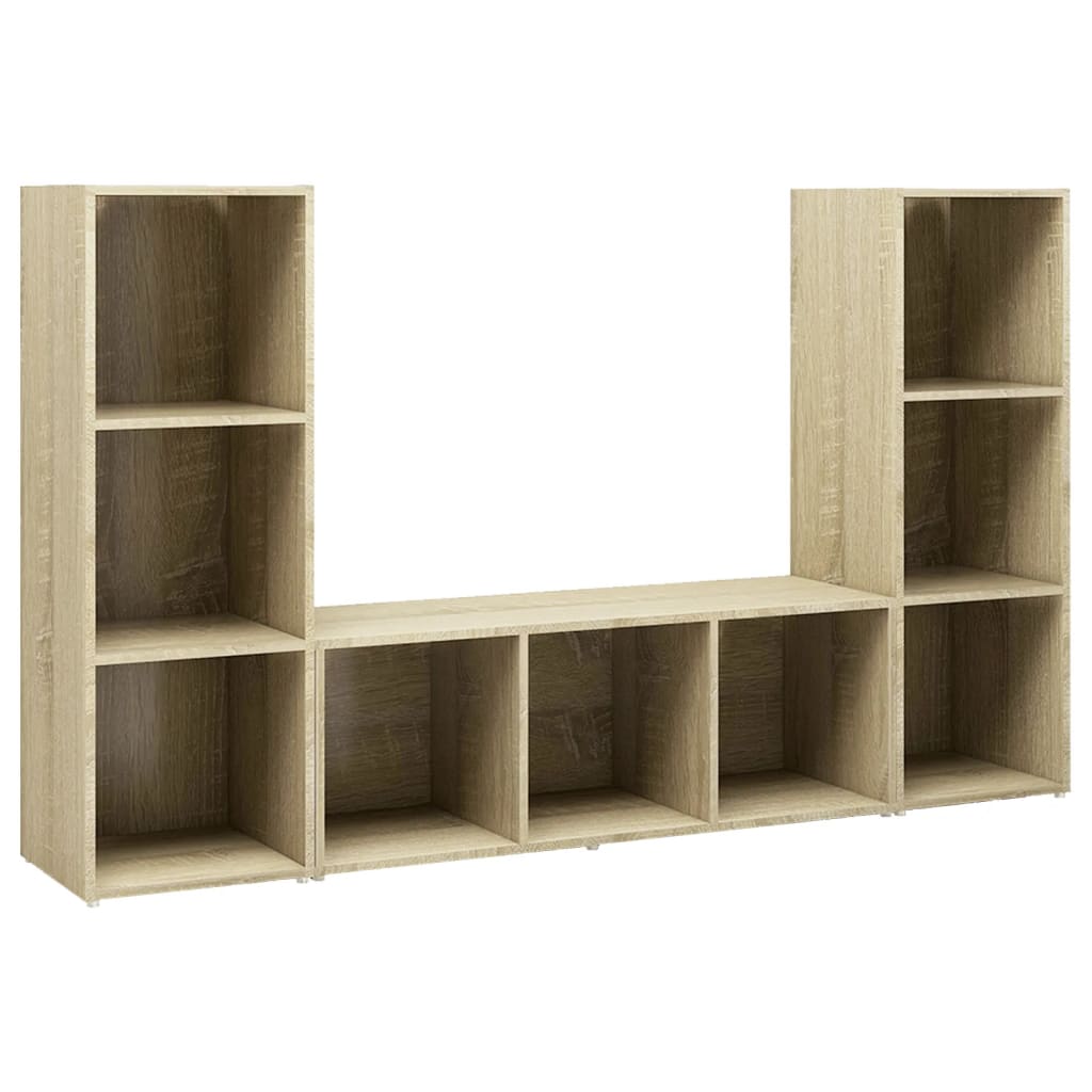 vidaXL Dulapuri TV, 3 buc stejar sonoma, 107x35x37 cm, lemn prelucrat