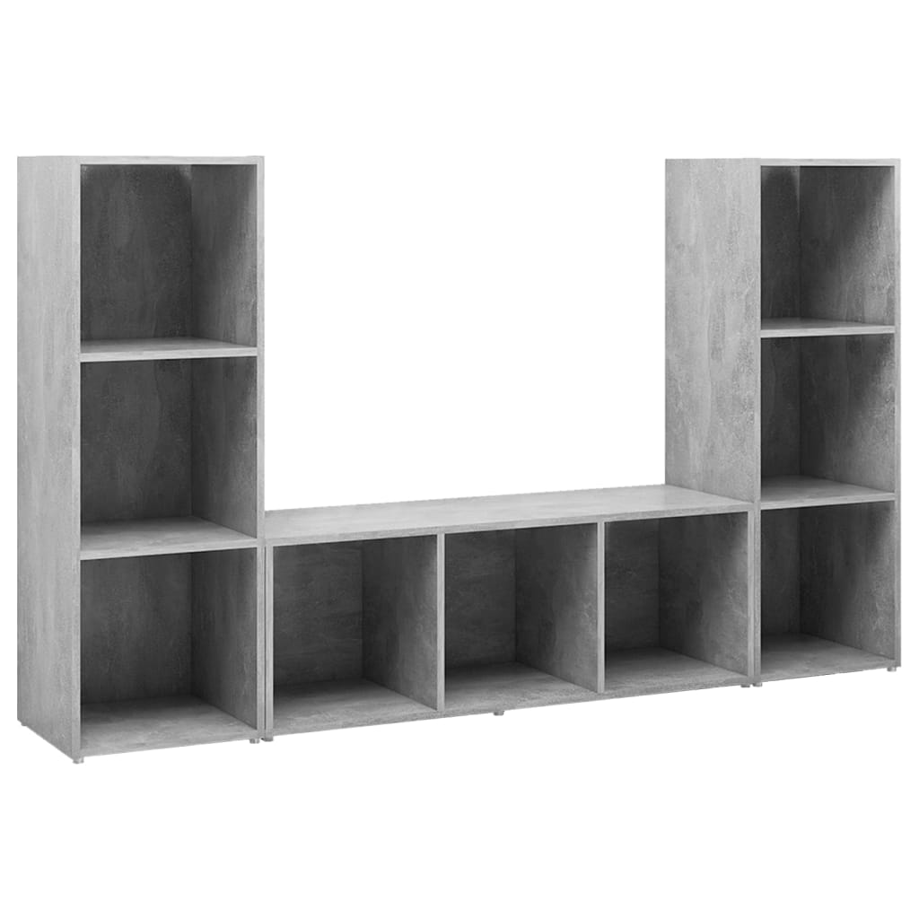 vidaXL Dulapuri TV, 3 buc gri beton, 107x35x37 cm, lemn prelucrat