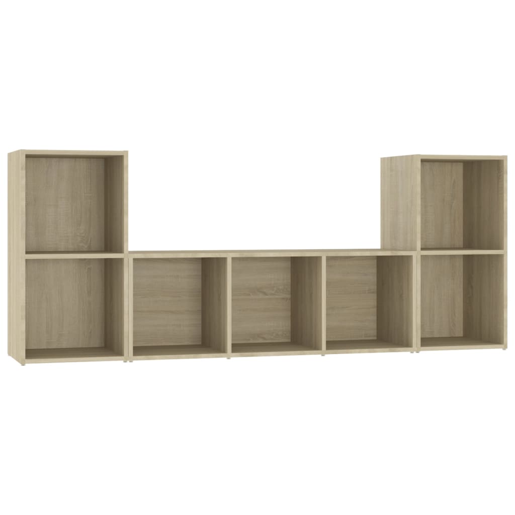 vidaXL Set de dulapuri TV, 3 piese, stejar Sonoma, lemn prelucrat vidaXL Set de dulapuri TV, 3 piese, stejar Sonoma, lemn prelucrat