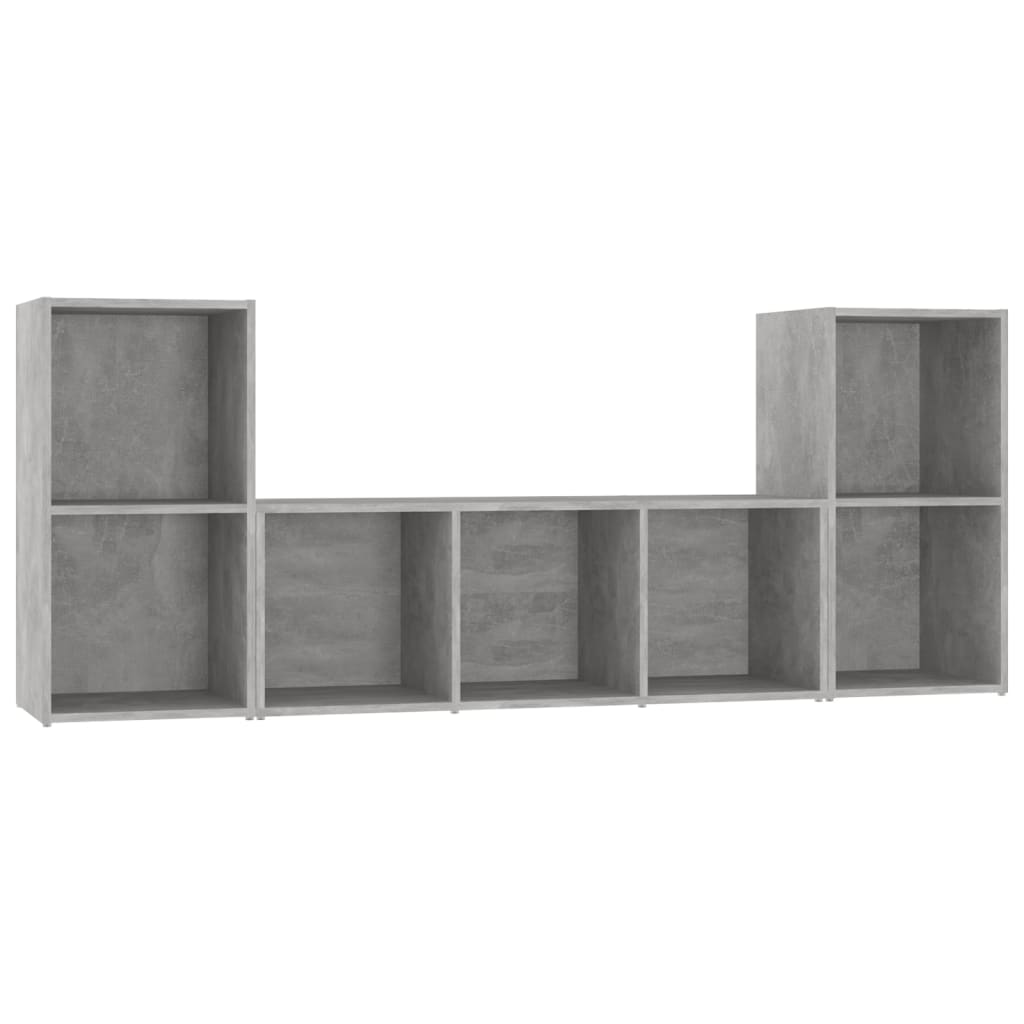 vidaXL Set de dulapuri TV, 3 piese, gri beton, lemn prelucrat vidaXL Set de dulapuri TV, 3 piese, gri beton, lemn prelucrat