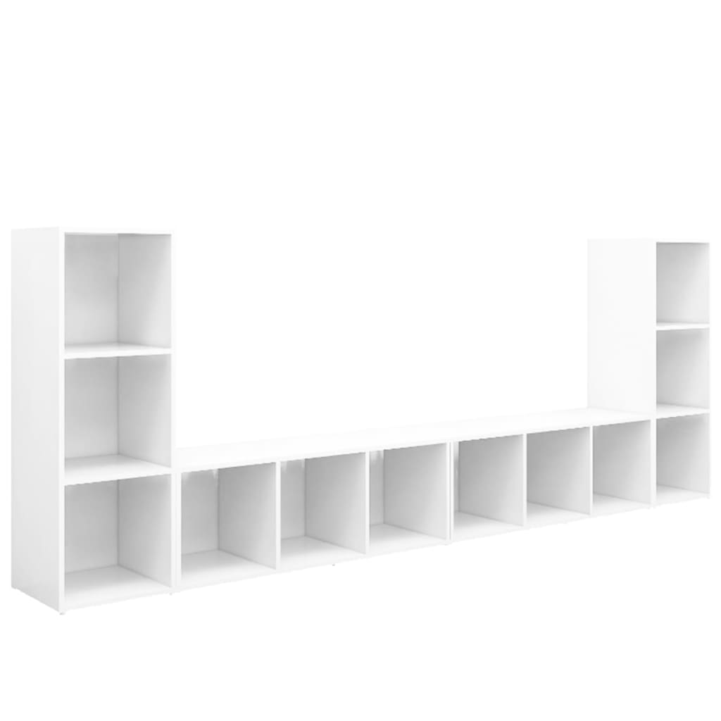 vidaXL Dulapuri TV, 4 buc., alb, 107x35x37 cm, lemn prelucrat