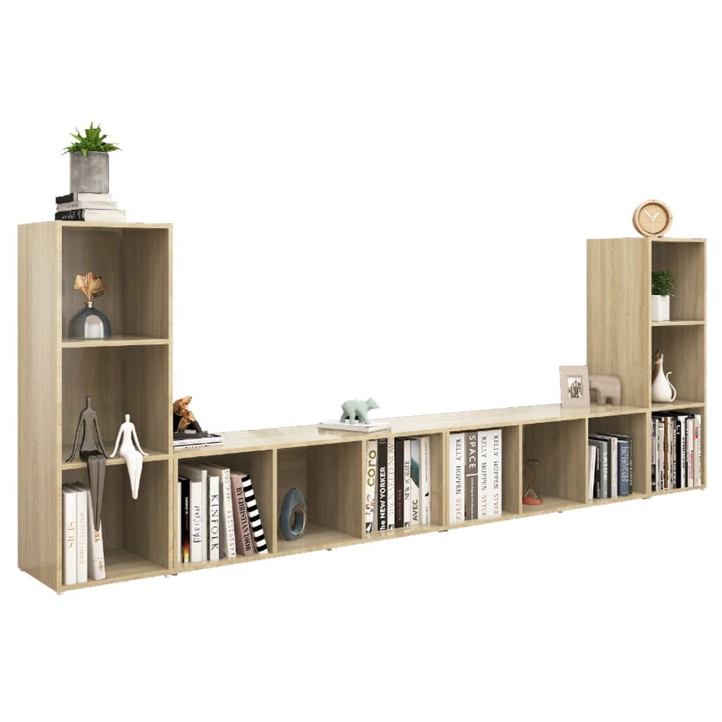 vidaXL Dulapuri TV, 4 buc, stejar sonoma, 107x35x37 cm, lemn prelucrat