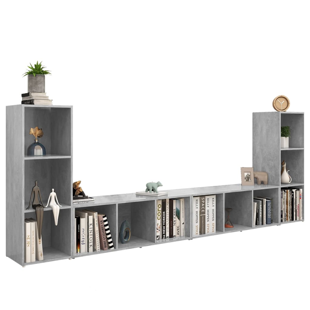 vidaXL Dulapuri TV, 4 buc., gri beton, 107x35x37 cm, lemn prelucrat