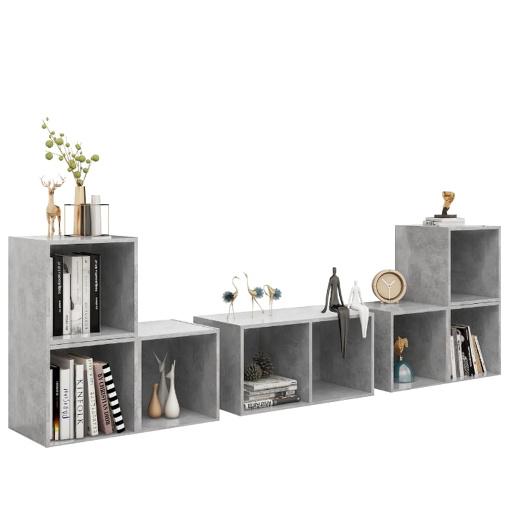 vidaXL Set de dulapuri TV, 6 piese, gri beton, lemn prelucrat