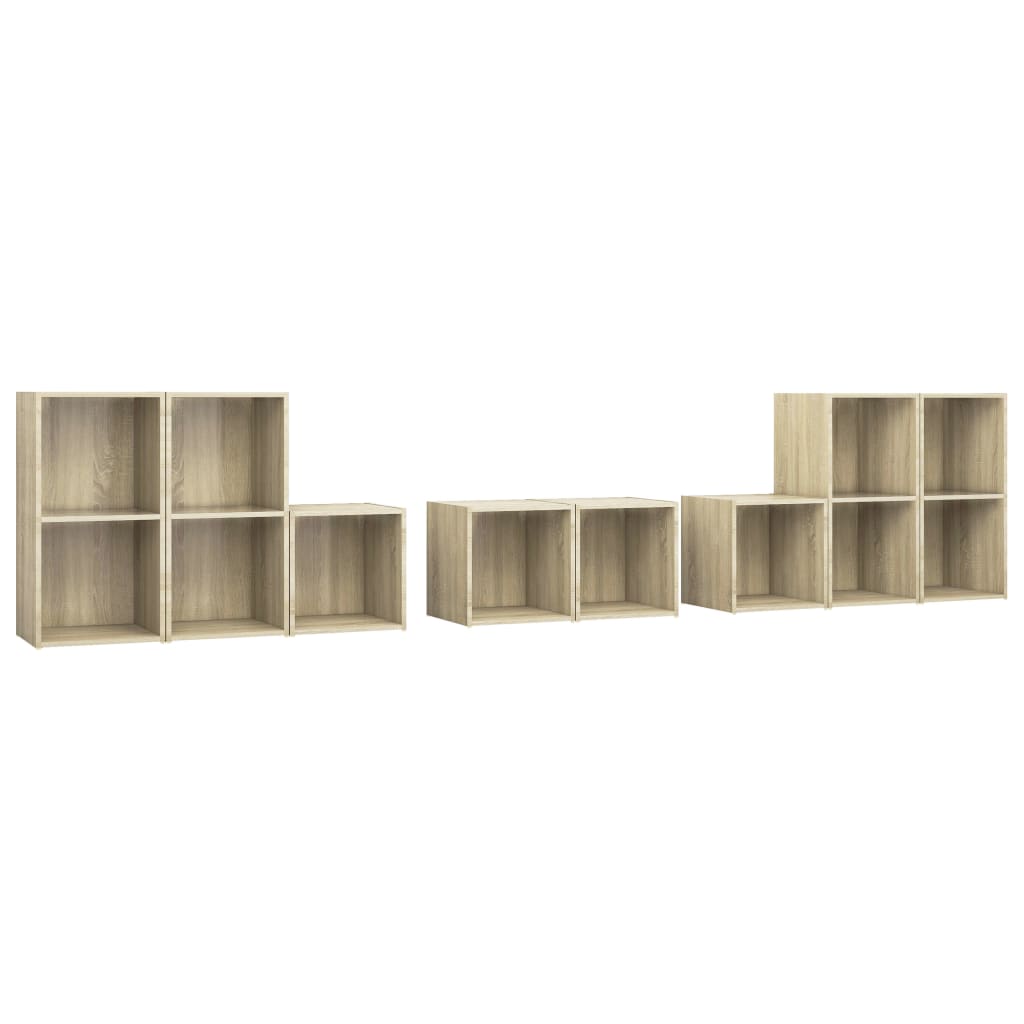 vidaXL Set de dulapuri TV, 8 piese, stejar sonoma, lemn prelucrat vidaXL Set de dulapuri TV, 8 piese, stejar sonoma, lemn prelucrat