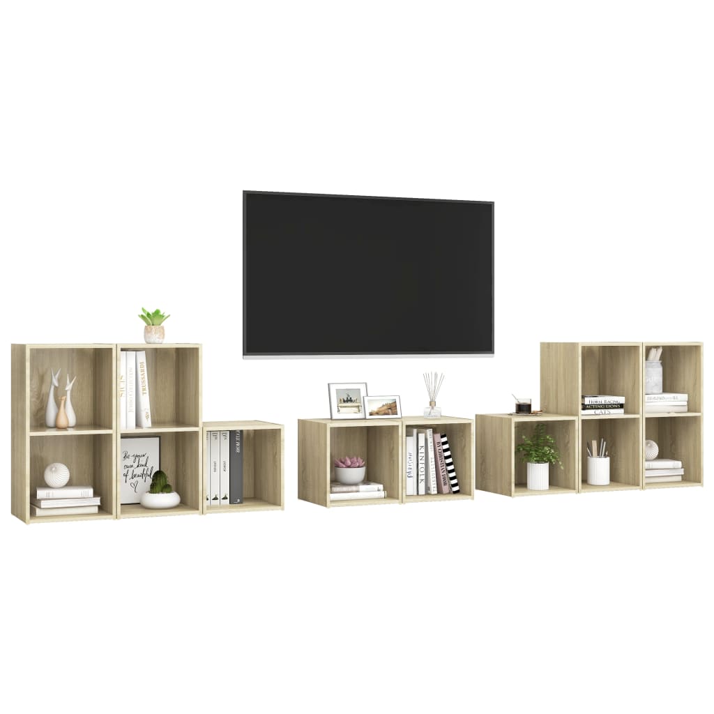 vidaXL Set de dulapuri TV, 8 piese, stejar sonoma, lemn prelucrat vidaXL Set de dulapuri TV, 8 piese, stejar sonoma, lemn prelucrat