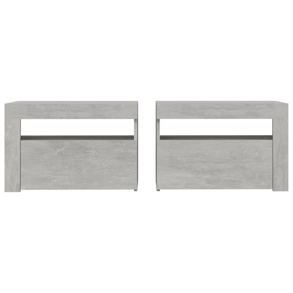 vidaXL Noptiere cu LED-uri, 2 buc., gri beton, 60x35x40 cm