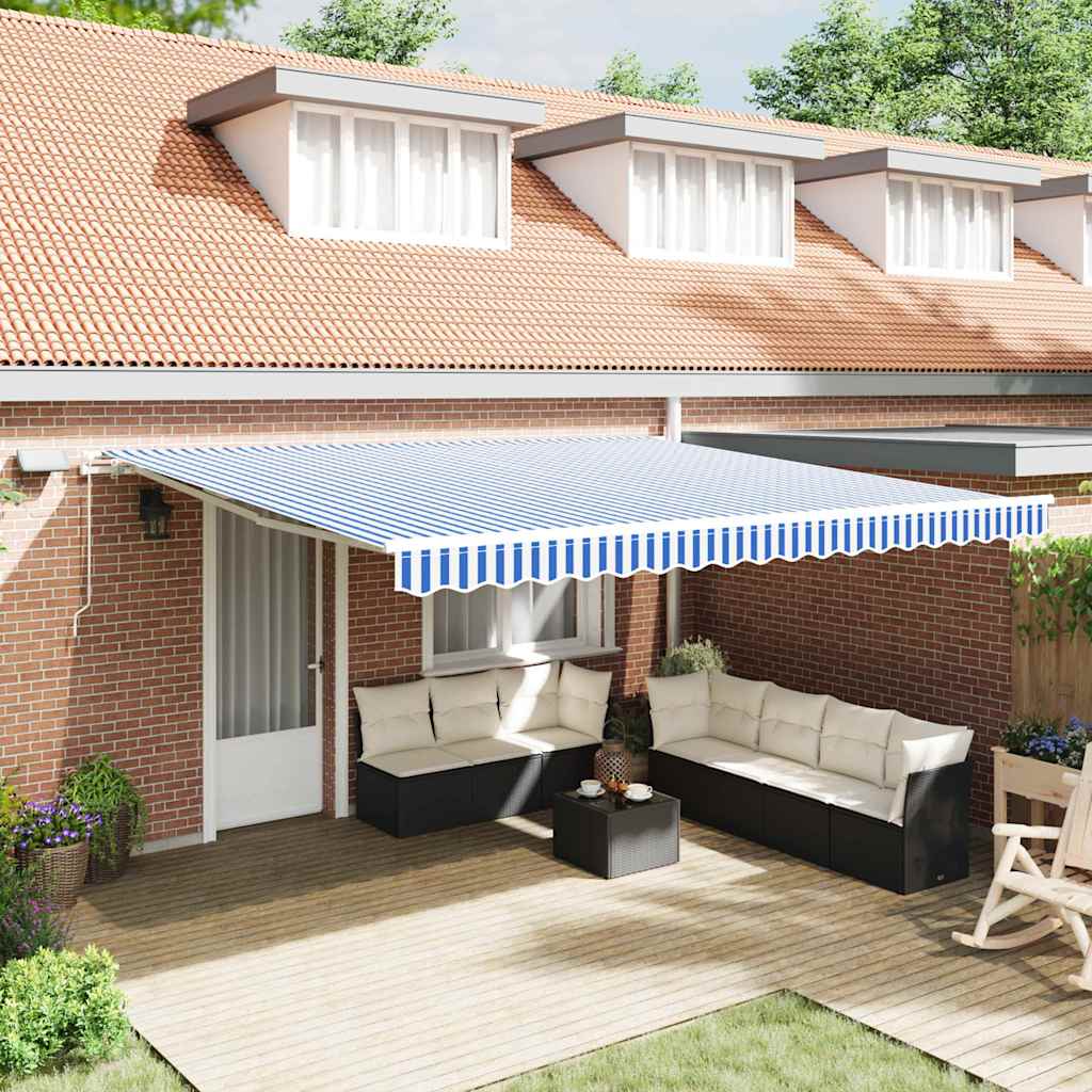 vidaXL Cortina Retractabilă with Manual Albastru și alb 4.5 x 3 m vidaXL Cortina Retractabilă with Manual Albastru și alb 4.5 x 3 m