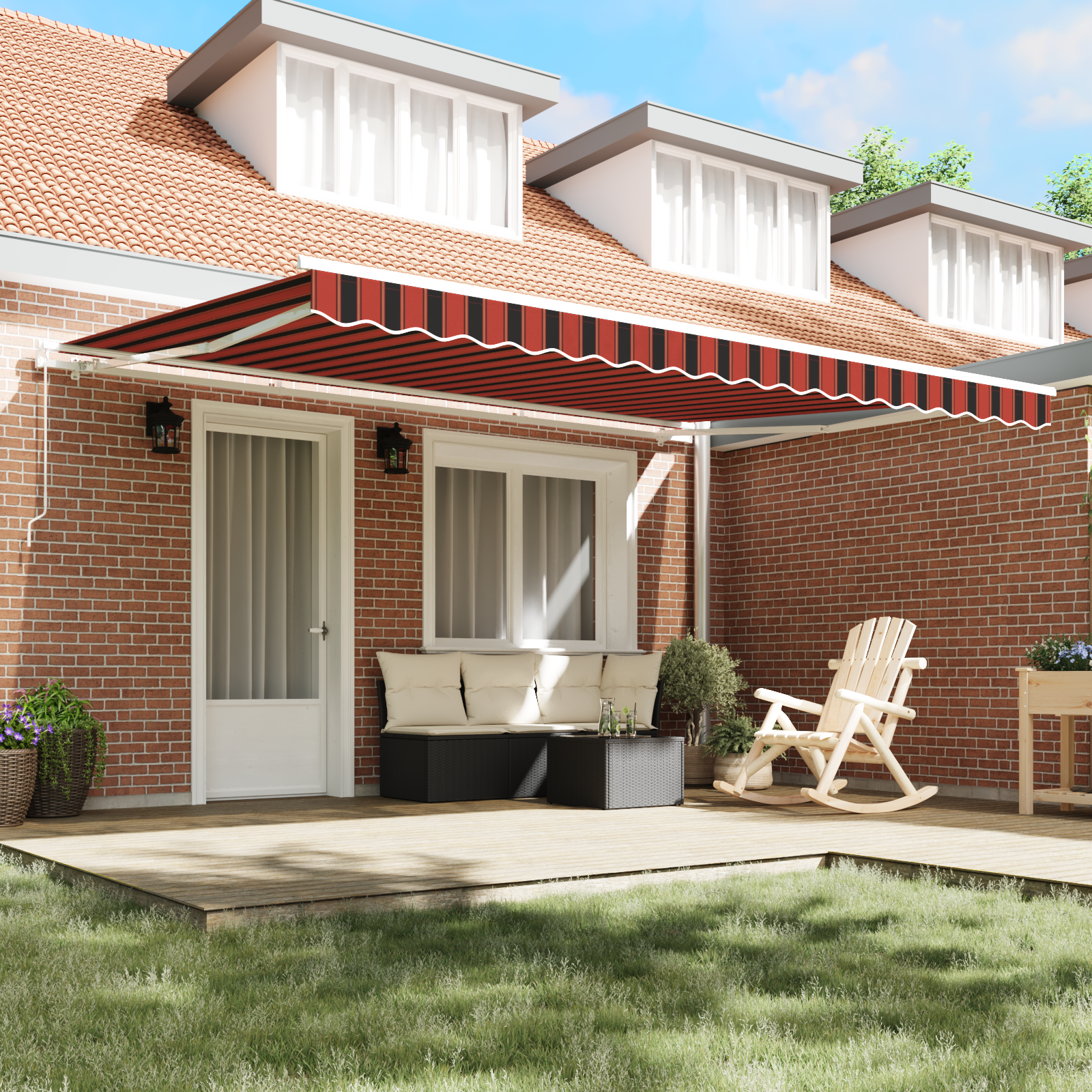vidaXL Cortina Retractabilă Portocalie și maro 450 x 300 cm țesătură vidaXL Cortina Retractabilă Portocalie și maro 450 x 300 cm țesătură
