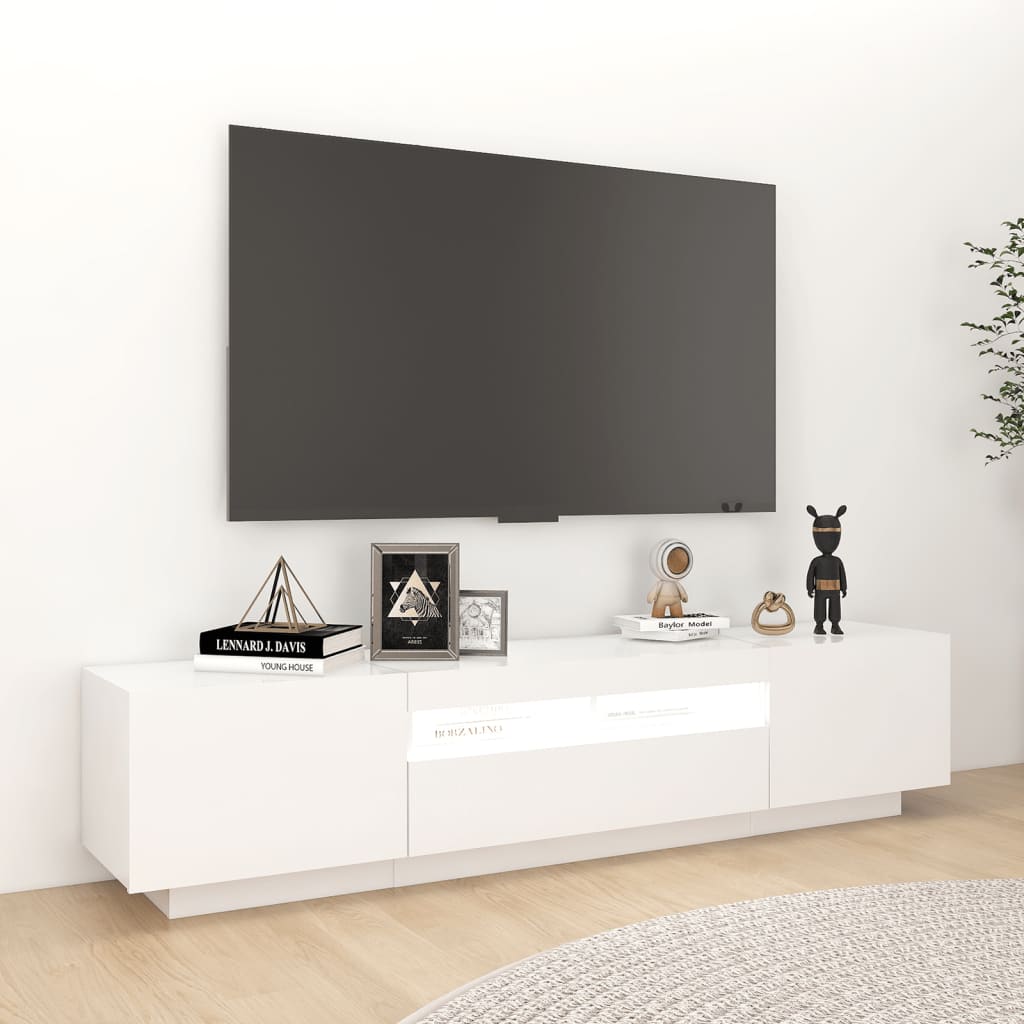 vidaXL Comodă TV cu lumini LED, alb, 180x35x40 cm vidaXL Comodă TV cu lumini LED, alb, 180x35x40 cm