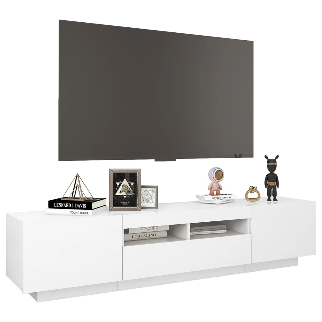 vidaXL Comodă TV cu lumini LED, alb, 180x35x40 cm vidaXL Comodă TV cu lumini LED, alb, 180x35x40 cm