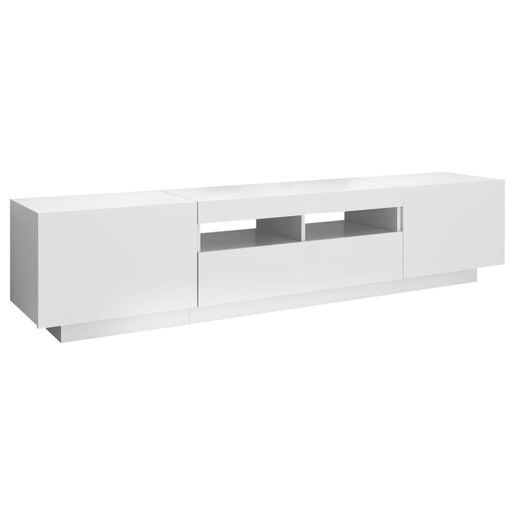 vidaXL Comodă TV cu lumini LED, alb, 180x35x40 cm vidaXL Comodă TV cu lumini LED, alb, 180x35x40 cm