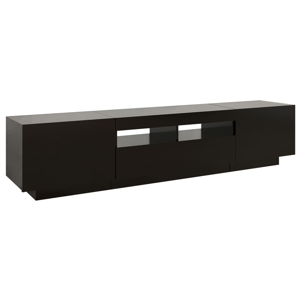 vidaXL Comodă TV cu lumini LED, negru, 180x35x40 cm