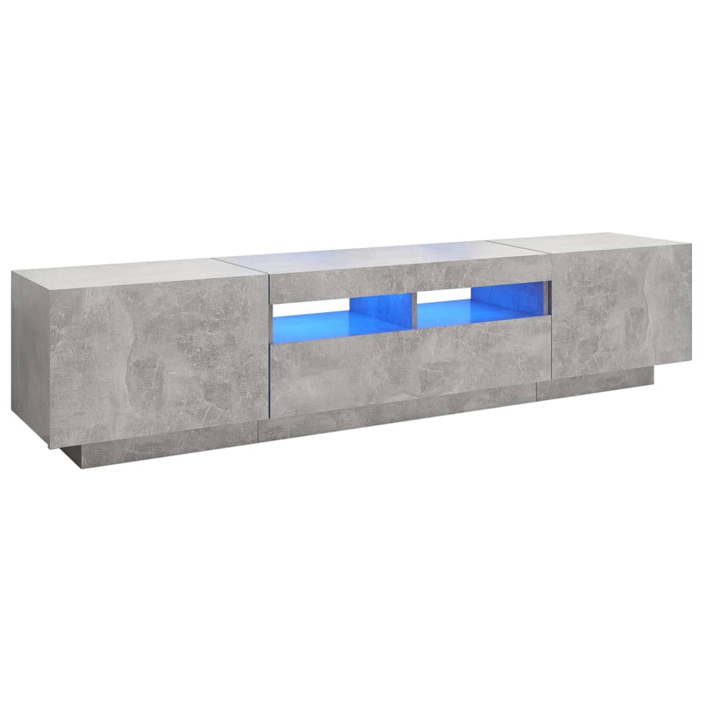vidaXL Comodă TV cu lumini LED, gri beton, 180x35x40 cm